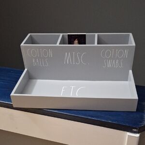 🩶 Rae Dunn Gray Bath Wood Vanity Tray Organizer 🩶